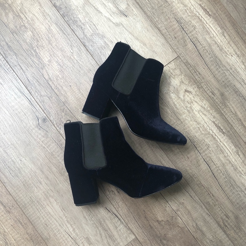 Navy Velvet Booties